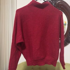 Tahari Rich Red Cowl Neck Sweater